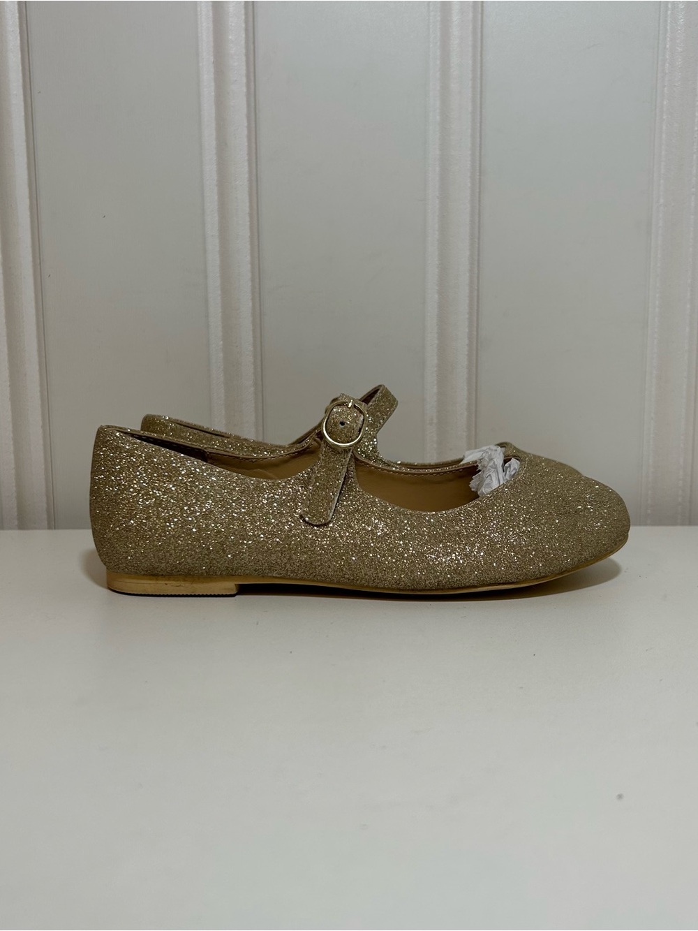 Janie and Jack Girls Gold Glitter Mary Jane Flats